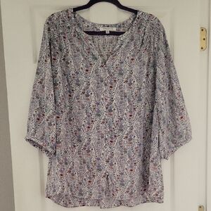 Rose & Olive Blue and White Relaxed Tunic Blouse